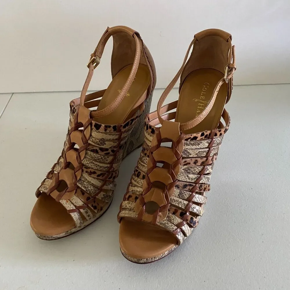 Cole Haan‎ Air Minka Wedge Sandals size 10B Brown
